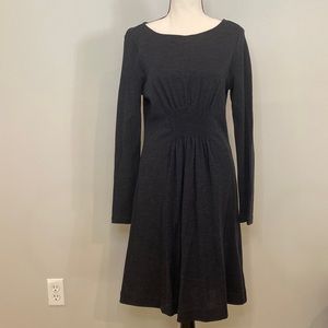 Womens Ann Taylor medium wool blend dress gathered waist charcoal grey